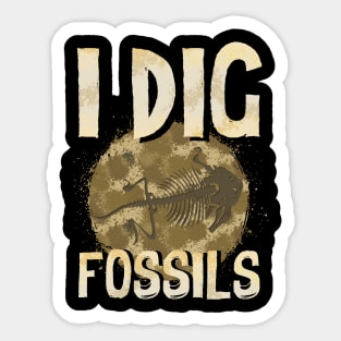 Funny I Dig Fossils Paleontology Pun Dinosaur Sticker